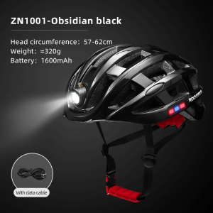 ROCKBROS Bicycle Helmet Night Safety Riding Helmet  Light Cycling Road Bike MTB Helmet with Light Size 57-62CM USB Recharge Light