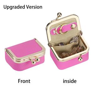 Royal Bagger Genuine Leather Mini Jewelry Box & Coin Purse Solid Color Kiss Lock Change Pouch Casual Style Small Storage Bag for Women 1894