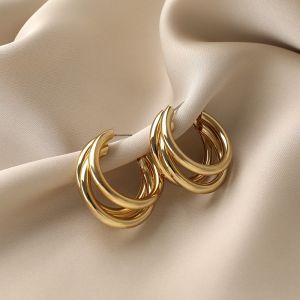 High Quality Stainless Steel Jewelry Gold Plated Luxury Earrings for Women Hoop Earrings