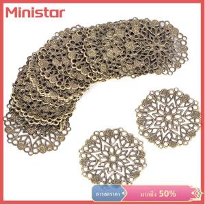 Ministar 50ชิ้นตัวเชื่อมต่อลวดลายดอกไม้ทองสัมฤทธิ์อุปกรณ์ทำเครื่องประดับ DIY สำหรับงานฝีมือ