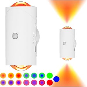 RGB LED Night Light with Motion Sensor Wall Lamp Rechargeable Ambient Light Dimmable Indoor Lights Magnetic Step Lamp