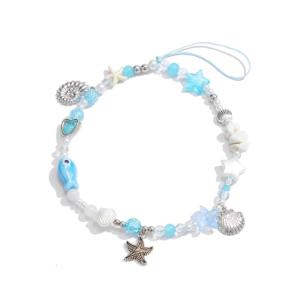 Lightweight Phone Strap Conch Starfish Shell Cellphone Lanyard Handmade Beaded Keychain Bag Decorations for Women