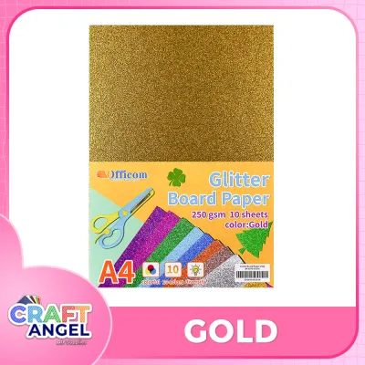 Officom 10pcs Glitter Board 250gsm A4 Specialty Board for DIY Card Scrapbook Creative Project