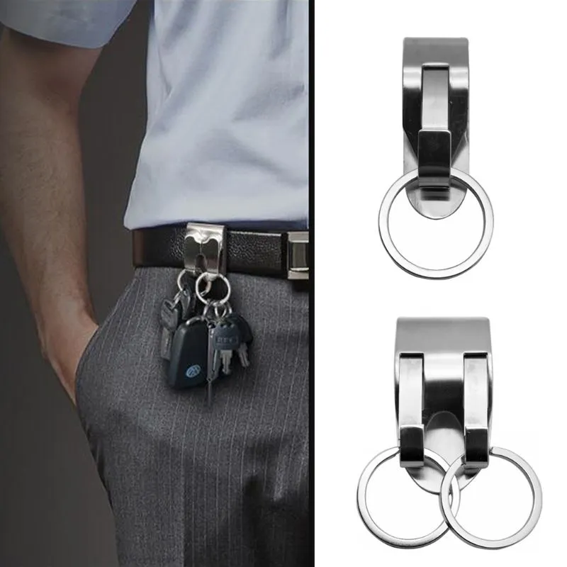 Stainless Steel Keyring Security Clip On Heavy Duty Belt Key Clip Belt Keychain 2 Detachable Keyrings Belt Key Holder Lazada