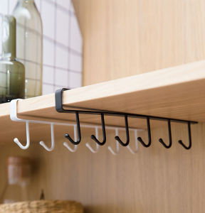 HKStorage Cabinet Cup Holder Iron 6 Hooks Bathroom Hanger Kitchenware Hooks Tie Rack for Bedroom Kitchen Organizer