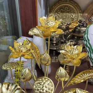 Hoa sen đồng bó hoa sen bằng đồng nguyên chất 15 bông bằng đồng cao 70cm