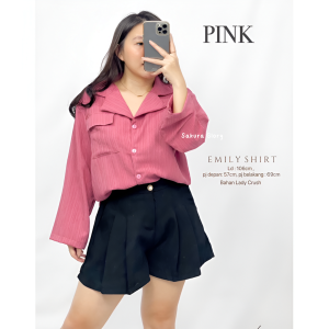 Sakura Glory - KEMEJA EMILY LADY CRUSH PREMIUM UKURAN ALLSIZE / ATASAN / BLOUSE / WANITA / DEWASA / DISTRO / IMPORT / OVERSIZE / COD / DISKON / GRATIS ONGKIR / MURAH