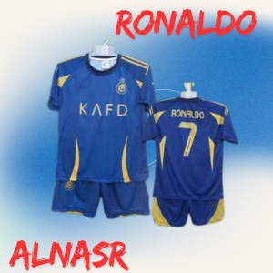 COD/ setelan baju sepakbola anak laki laki/ baju bola alnasr ronaldo navy/ baju bola ronaldo anak