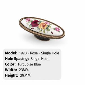 MUMU Floral Pattern Ceramic Cabinet Pull Zinc Alloy Multiple Sizes Vintage Furniture Knob Classic Smooth Antique Bronze Drawer Handle Cabinet Furniture