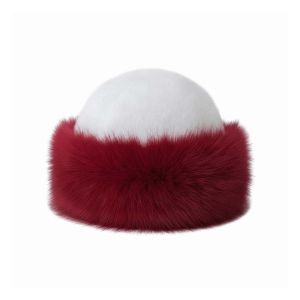 XYAX Thick Plush Christmas Fur Hat Round Top Faux Fur Fluffy Trapper Cap Warm Winter Beanie Soft Brim Plush Bucket Hats Festival Party