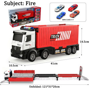 Long Truck Toy Rail-Mounted Container Car Model Sliding Car Storage Parking Lot Kids Educational Toy