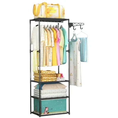 《 𝗡𝗢 𝗦𝗖𝗥𝗘𝗪 》 Stainless Steel Wardrobe Clothes Storage Garment Rack Bedroom Organizer Rak Almari Baju Besi Serbaguna 衣架