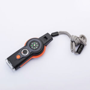 Survival whistle Multifunctional 7-in-1 whistle With LED light thermometer compass must-have tool for outdoor activities