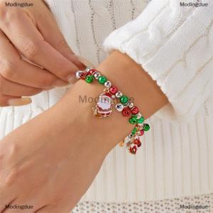 [COD] Modingdue Christmas Colorful Beads Multi Element Pendant Bracelets For Women Santa Claus Snowflake Tree Bracelet Party Jewelry