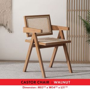 F&F : CASTOR Nordic Chair/ Rattan Chair/Dining Chair/Armchair/Natural Solid Wood Chair