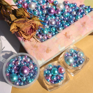 NO Hole Rainbow Color Bead ABS Imitation Pearl Beads Round Plastic Acrylic Beads For Jewelry Making Findings DIY