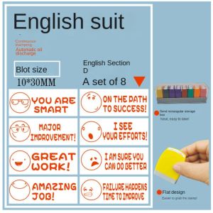 LILYGIRL 8pcs/set Bình Luận Tem khuyến khích Giáo Viên Tiết kiệm thời gian Chỉnh sửa bài tập về nhà Con dấu chấm điểm đánh giá tích cực Hài Hước Chữ ký Tem bình luận khuyến khích Đồ dùng cho giáo viên