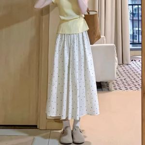 COD beige polka dot skirt womens summer new high waist hip cover thin small a-shaped big pendulum umbrella skirt 2026 new product