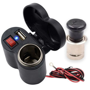 Motorcycle Dual USB Port 5V Charger with Voltmeter Time Display Waterproof Motorcycle Charger