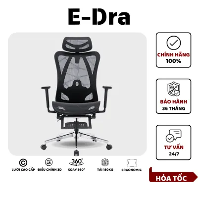 Ghế công thái học EDRA - EEC225 Kê tay 2D Chân Kim Loại Lưới Cao Cấp - Bảo Hành 36 Tháng