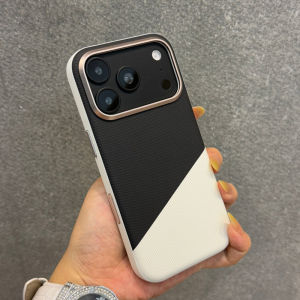 Splicing Colors PU Leather for Magsafe Case for iPhone 18Pro 17Pro 17Pro Max Alloy Lens Frame Wireless Charging Cover