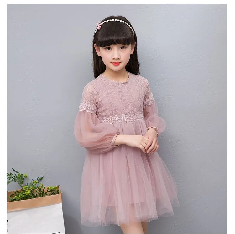 2018 Kids Dresses For Girls Cute Long Lantern Sleeve Lace Girls Ball Grown Dress Princess Party Dress DQ997 by Hs2023 Lazada Singapore