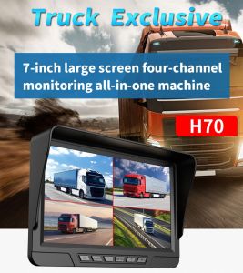 H70 4 Channel AHD DVR Monitor For Truck Bus Digital Video Recorder 7 Inch 720P Night Vision Large Wide Angle Lens Car Rear View Backup Camera
