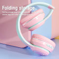 2023 Gradient Color Bluetooth Headphone Wireless Music Headset LED Light With Mic Gamer Earphone Kids Lovely Christmas Gifts. 