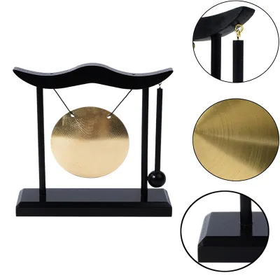 Mini Desktop Gong Feng Shui Gong with Mallet Chinese Folk Musical Instrument for Housewarm Gift
