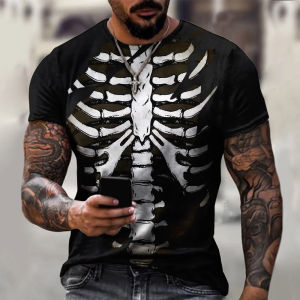 Horror Skeleton T-Shirts Bone Scary 3D Pattern Print Streetwear Men Fashion Oversized Short Sleeve T Shirt Tops Clothing