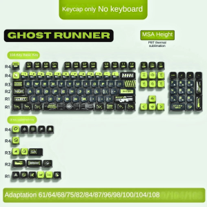 FANTASY Ghost Runner Mechanical Keyboard Keycap Set 122PCS Four Sided Glow Crystal MSA Profile RGB Lighting Upgrade PBT Durable Gaming Keycap Set MX Switch Compatible Full Layout Keycaps Collection Full Keyboard Keycap Kit