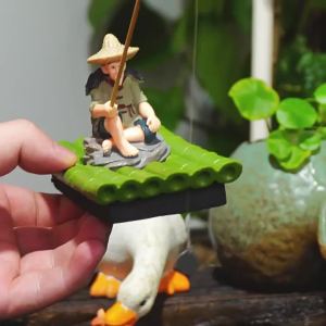 Sacesr Realistic Fisherman Figurine Miniature Resin Fish Tank Decorations Handmade Auto-Floating Landscaping Crafts Fish Tank Landscape Q8H3K