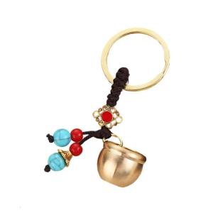 Vintage Brass Keychain Pendant Cute Handmade Fortune Giving Craft Decoration Universal Car Interior Pendant Lucky Charm