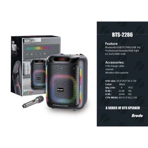 BTS-1990 Dual 8 Inches Professional Karaoke Speakers Brodu Outdoor Bluetooth Speaker With Microphone