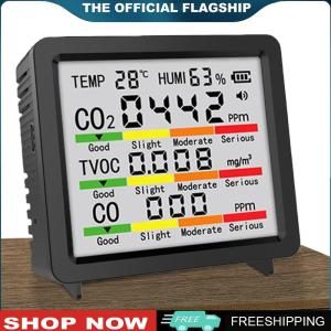 【New Arrival】 Indoor Air Quality Monitor TVOC Temperature Humidity CO CO2 Detection Air Quality Detector for Home Hotel Office Car