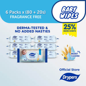 [Bundle of 3/6/12] Drypers Baby Wet Wipes Fragrance/Fragrance Free (80s+20s)