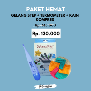 PAKET HEMAT Gelang Step Pencegah Kejang + Termometer Digital + Kain Kompres Demam Panas Anak