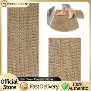 【24Hours Shipped】 Linen-Look Kitchen Floor Mat Non-slip Kitchen Rug Absorbent Woven Kitchen Runner Stain Resistant for Floor