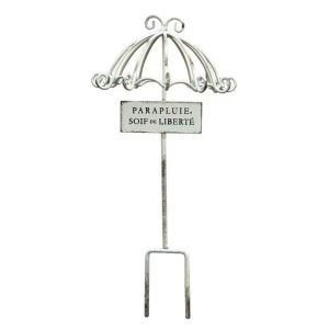 WARM HOUSEWORK Rustic Umbrella Flower Stand Distressed Finish Lace Border Garden Decoration Decorative Iron Garden Stake Garden Use