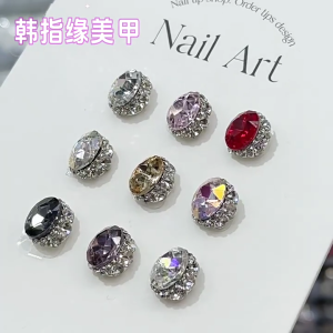 Water Drop Nail Art Charms with RhinestonesMetal Nail Studs 3D Nail Diamonds for Nail Decors Nail Art Supplies