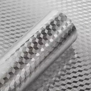 Kitchen Aluminum Foil Sticker Self Stick Oil Proof Heat Resistant Easy Clean Backsplash Guard