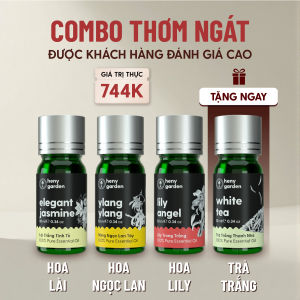Combo 4 Chai Tinh Dầu 10mL Xông Thơm Phòng Thiên Nhiên Ngủ Ngon Giảm Stress Làm Sạch Không Khí HENY GARDEN