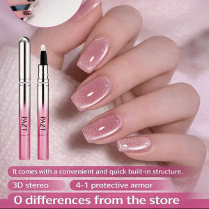 ✨2-In-1 Polish✨ Nail Care Pen Sheer Nude Gel Ice Cat Eye Effect Odorless Portable Creates Sparkling 3D Nails