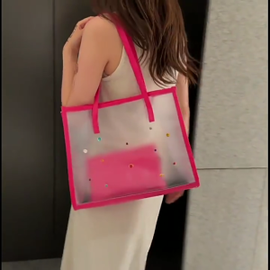 2pcs/set Fashionable Transparent Shoulder Bag for Ladies Great for Beach Trips Daily Commutes and Shopping