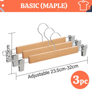 [1PC] Encora Adjustable Wood Hanger With Clip Penyangkut Baju Kayu Clothes Wooden Hanger Clothespin Penyangkut Kayu Klip