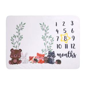 Baby Blanket with Growth Chart for Monthly Yearly Age Record Comfortable Photography Backdrop Accessories Set