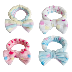 Furry Plush Bowknot Spa Headbands For Women Girl Face Washing and Theme Party Dressingup Hairband Hair Accessories