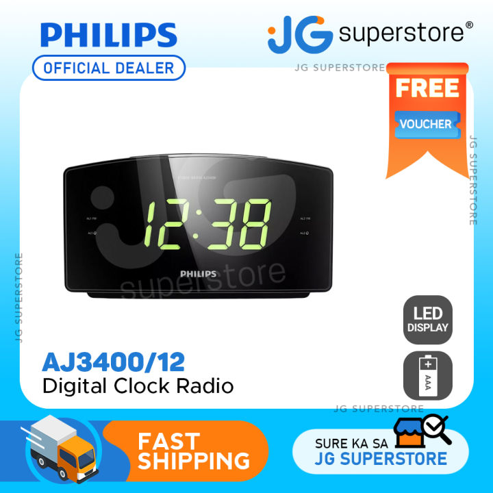 Philips Digital LED Clock Radio with 24Hour Time Format, Dual Alarm