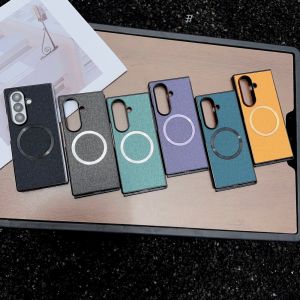 For Samsung Galaxy Z Fold 7 Case Luxury PU Cloth  Wireless Charging Protective Back Cover Case For Z Fold7 6 5 Shell