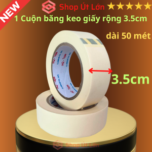 1 Cuộn băng keo giấy rộng 3.5cm dài 50 mét lõi giấy 3mm